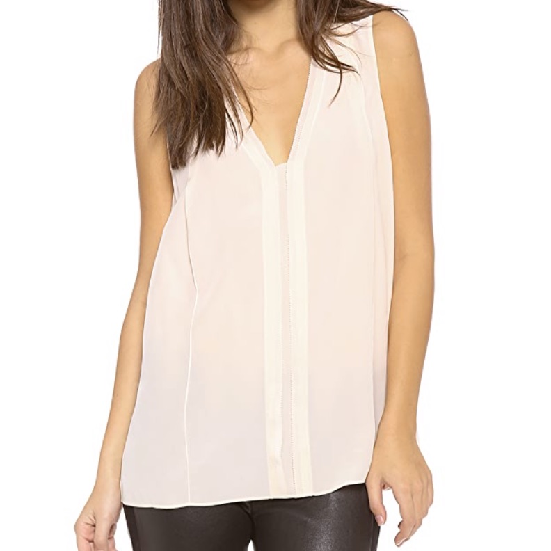 Vince Picot Edge Sleeveless Blouse 100% Silk